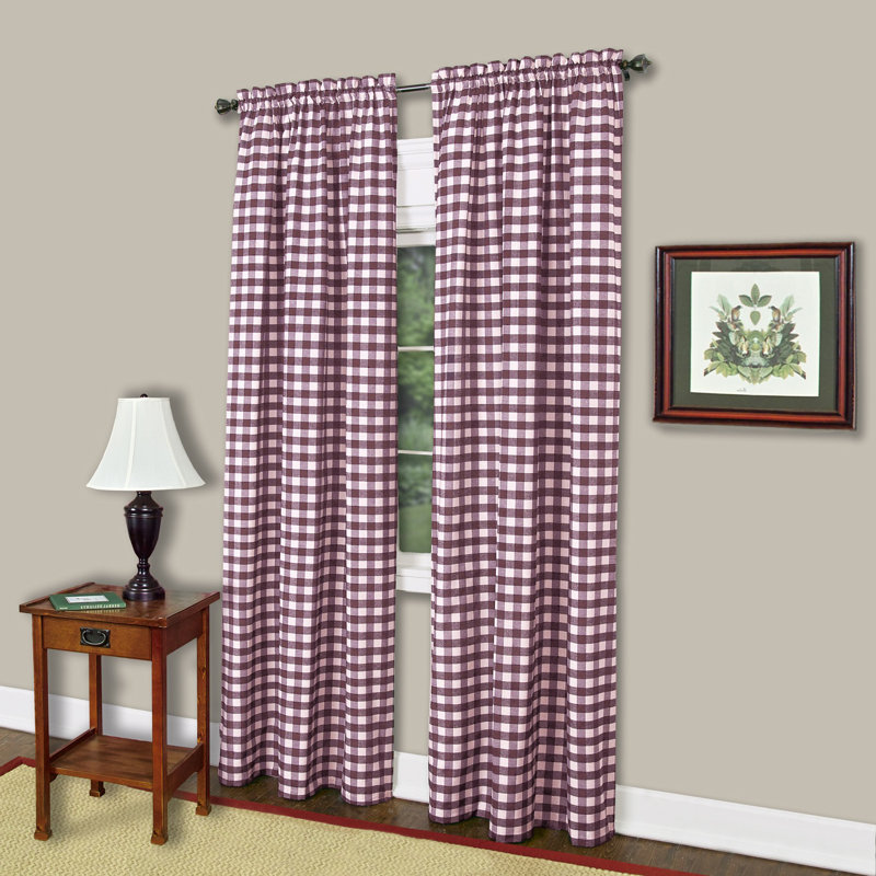 Paire de rideaux semi-diaphanes avec passe-tringle Draves Simple Elegance, Bourgogne