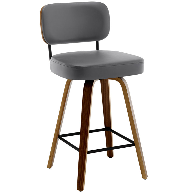 Hesperange Swivel Upholstered Counter Stool, Grey
