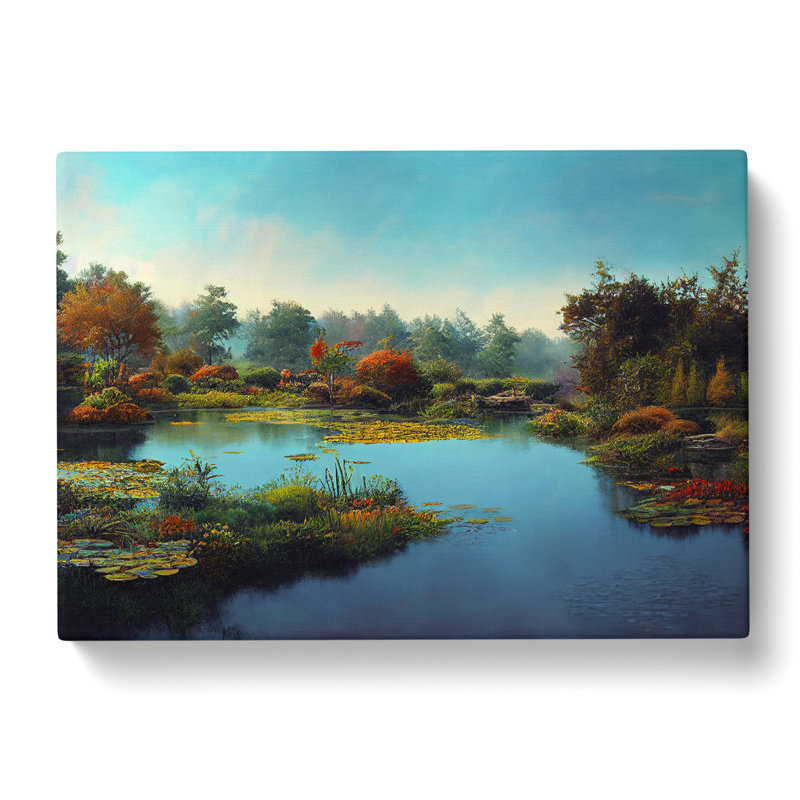 Traditional Water Lily Pond - Wrapped Canvas, 50cm H x 76cm W x 3cm D