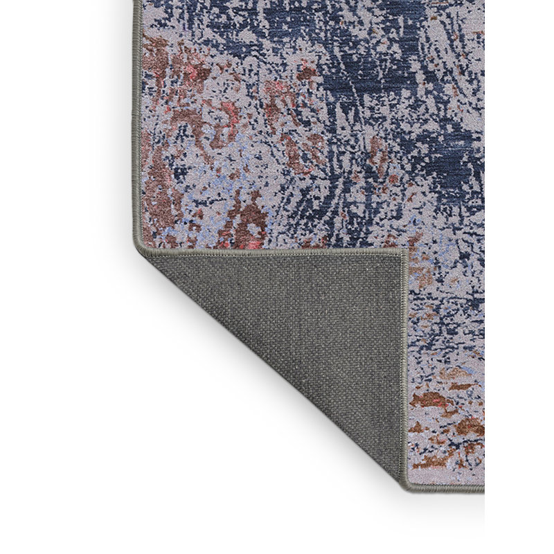 Tapis abstrait bleu marine / brun, Rectangle 4 pi x 6 pi