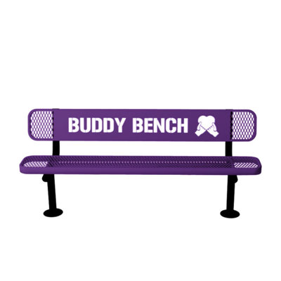 Buddy Bench, Black, Expanded, 6Ft, With Back, Surface