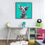 Chiot Jammin 'sur cadre flottant bleu, design par Lorenzo Collective-616178886-616178891
