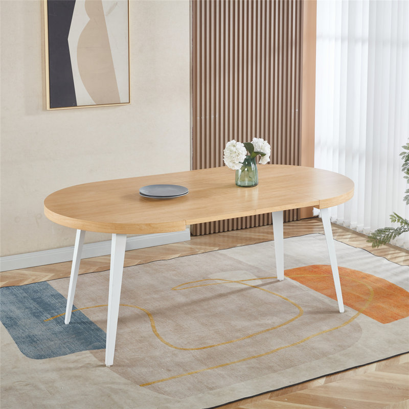 Versatile Extendable Table Suitable for Dining, Office, and Coffee Use with Metal Legs and MDF Top, Oak, Oak
