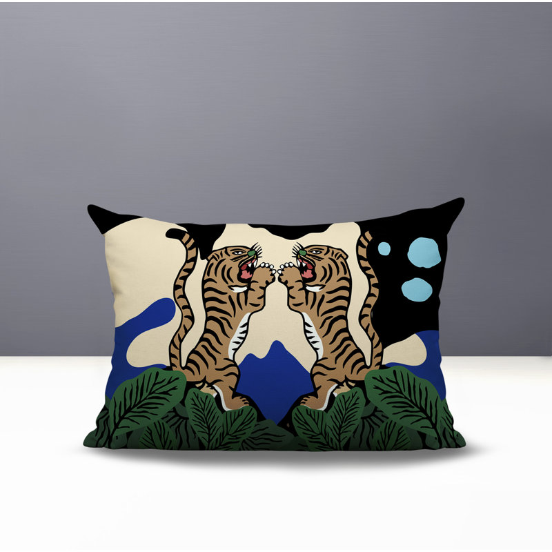 Oreiller rectangulaire réversible intérieur / extérieur Mikro Tiger, Marine, H 20 po x l 14 po