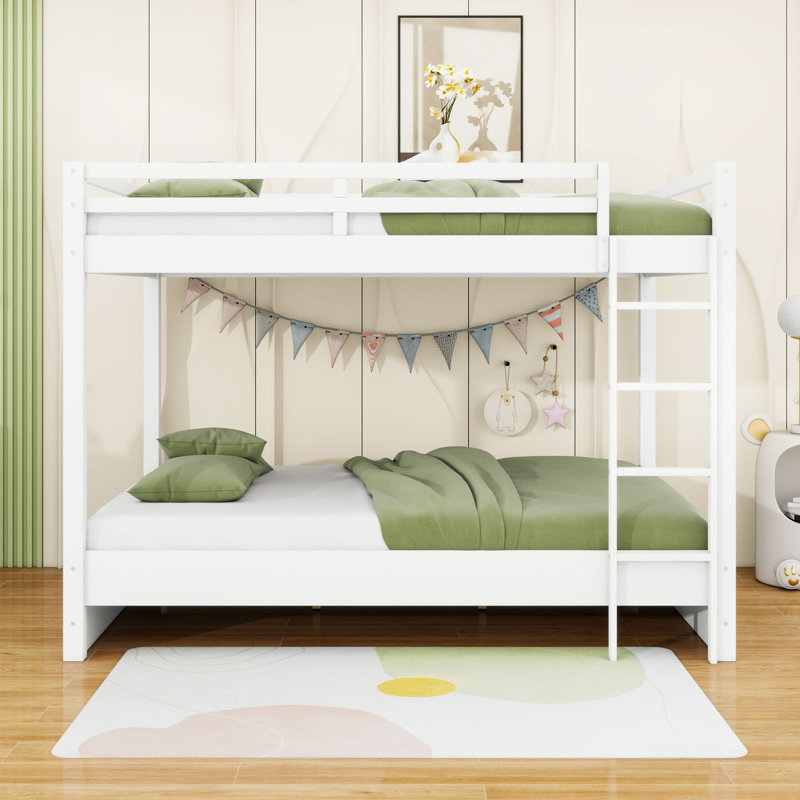 Queen Wood Bunk Bed, White