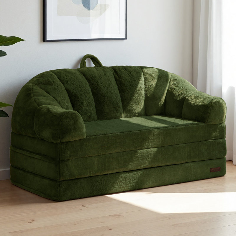 Canapé-lit 2 en 1 convertible en méridienne Comfy Bean Bag, Causeuse, Vert