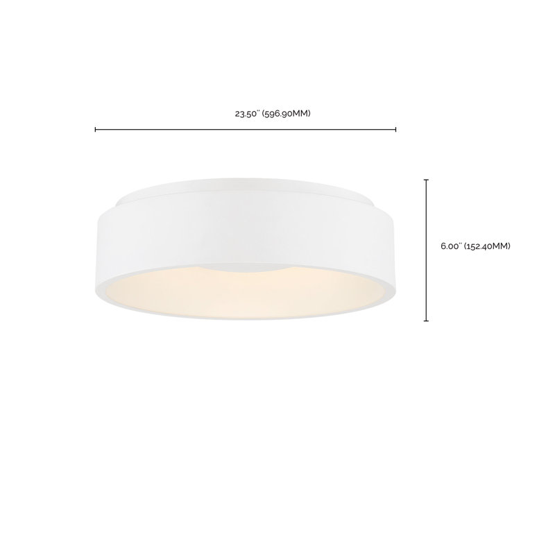 Lucien 1-Light Dimmable Integrated LED Flush Mount, White, 6'' H x 23.5'' W x 23.5'' D