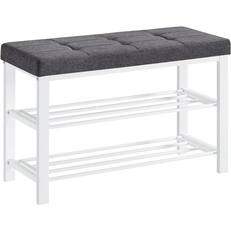 Banc de rangement pour 8 paires de chaussures Amsterdam, Gris foncé / blanc nuage