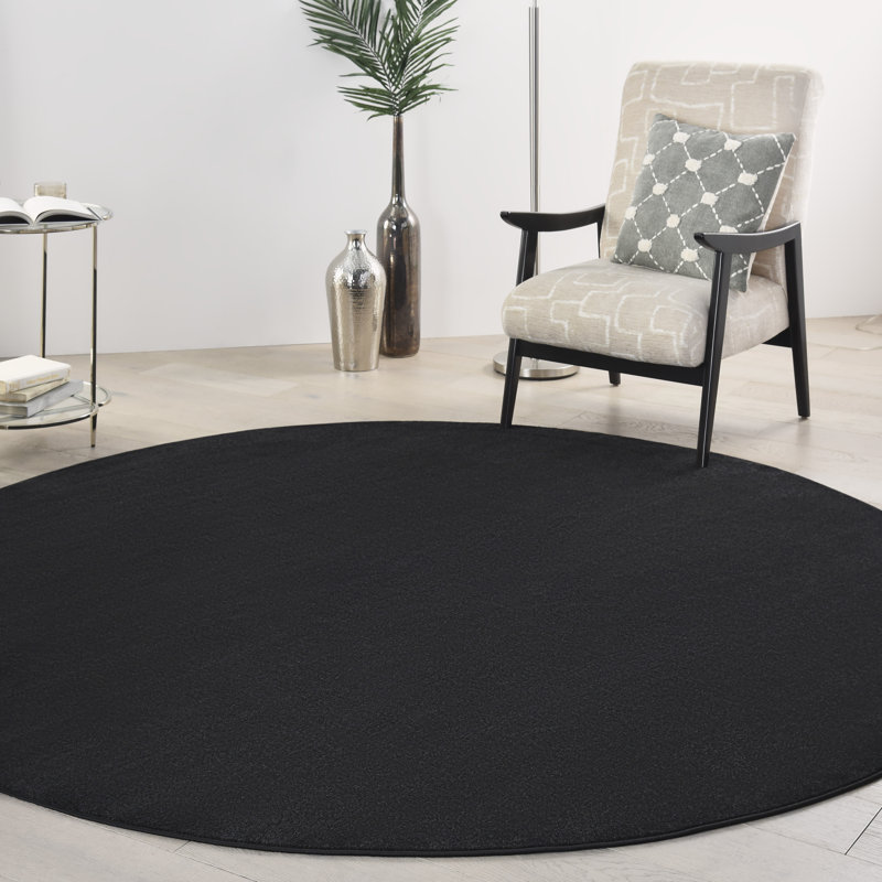 Tapis noir moderne Yolonda, Rond 8 pi