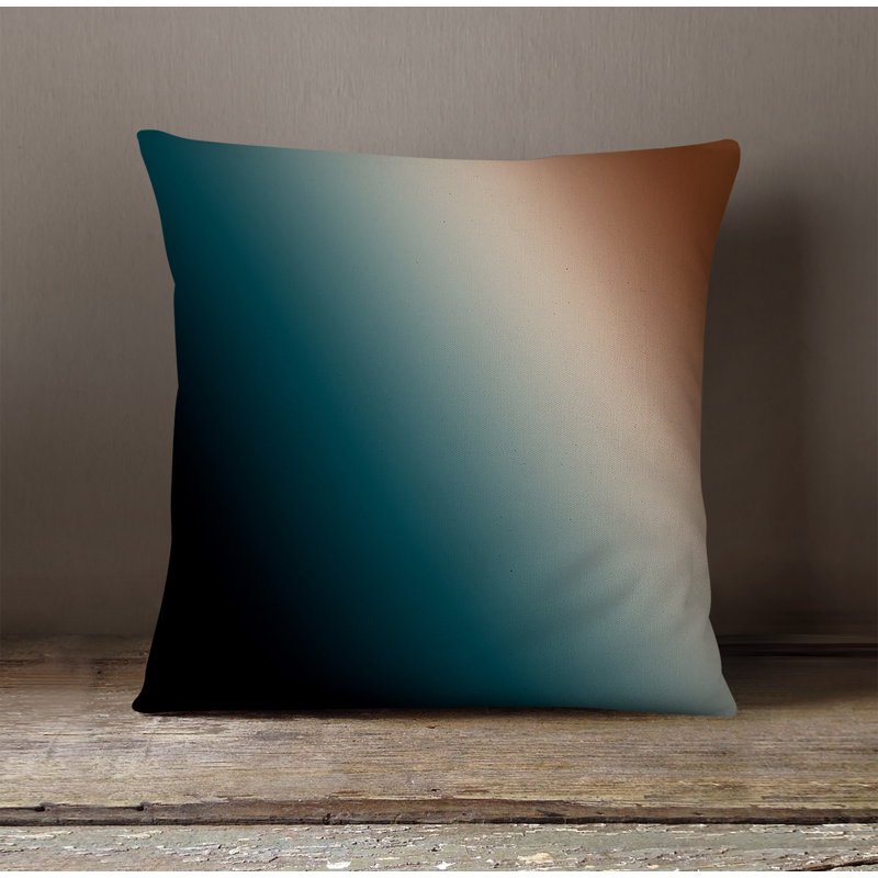 Throw Pillow With Insert, Black/Green/Orange Ombre 3, 20"H x 20"W