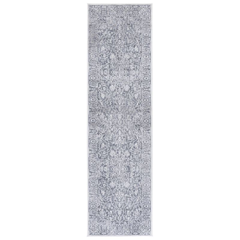 Tapis gris foncé / crème Calidia, Tapis de couloir 2 pi 3 po x 6 pi
