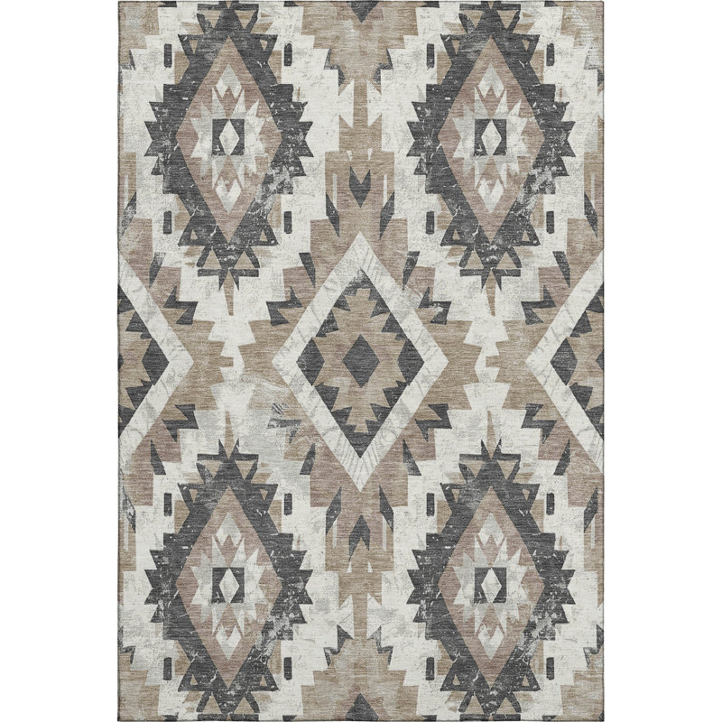 Premium Machine Washable Crestover AMF1878 Aztec Rug, Rectangle 10' x 14'