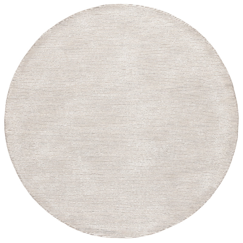 Tapis gris / ivoire en laine / viscose / coton touffeté à la main Masanao, Rond 6 pi