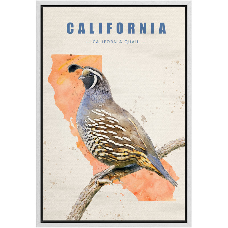 Oiseau caille bleu IDÉE4WALL, Blanc, H 24 po x l 16 po x P 1,5 po