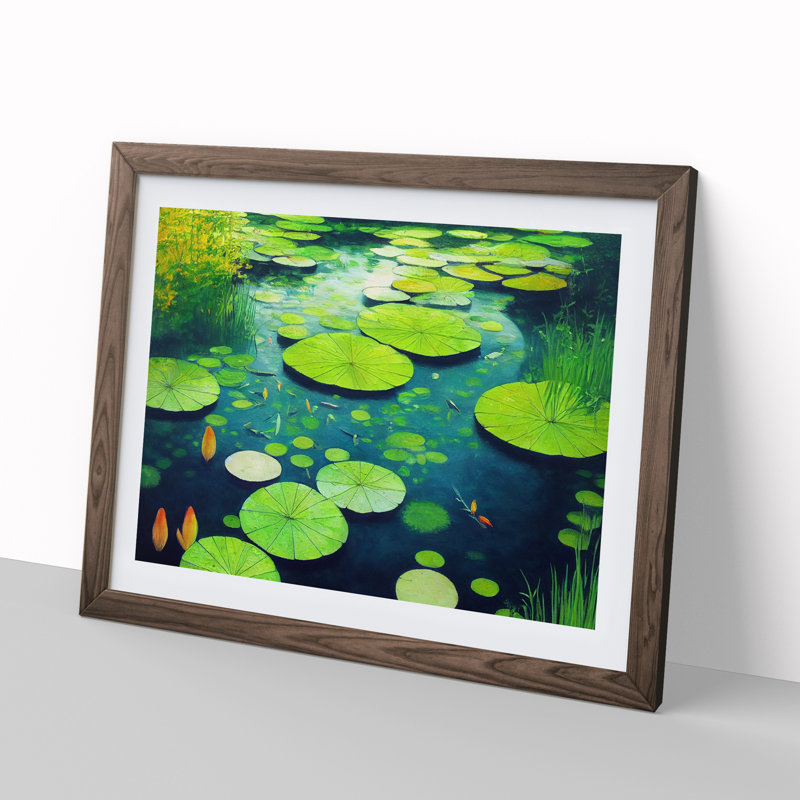 Impactful Pond - Single Picture Frame Print, 46cm H x 64cm W x 2cm D, Walnut