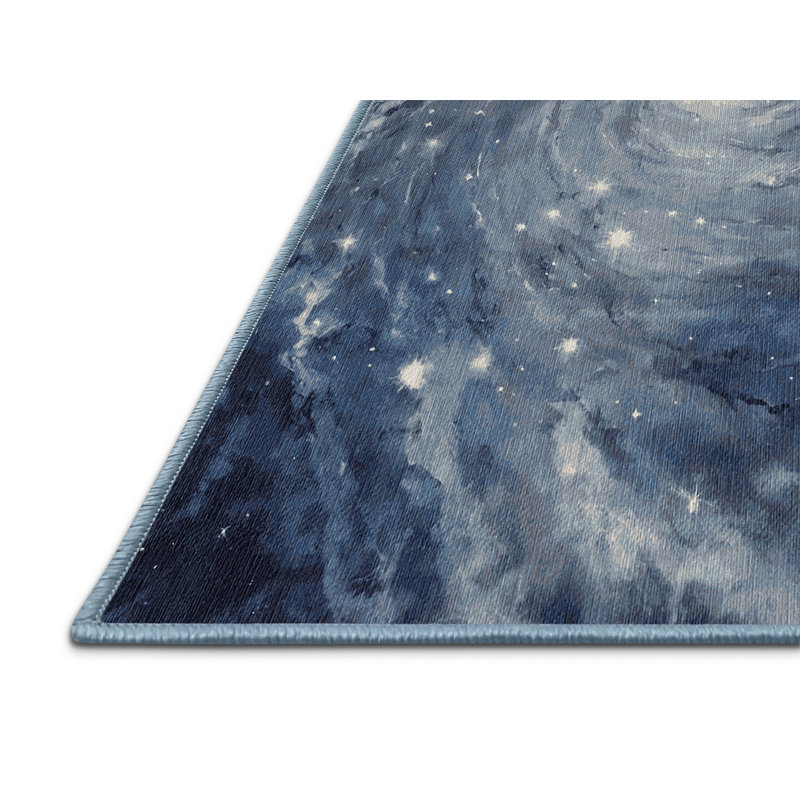 Tapis bleu lavable à la machine, Carré 4 pi