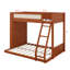 Lit superposé simple au-dessus de double avec tablettes de rangement et DEL, lits superposés de plancher en bois avec rangement-1468815789