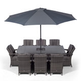 Karas 8 Seater Dining Set with Cushions and Parasol