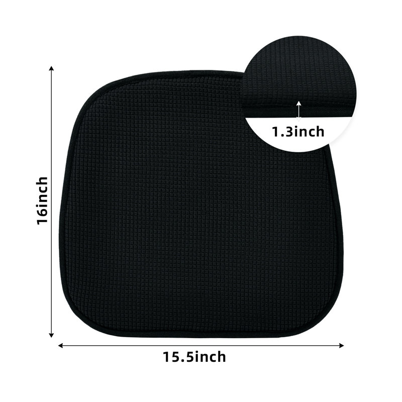 Indoor 1.3'' Dining Chair Seat Cushion, Black Polyester/Polyester Blend