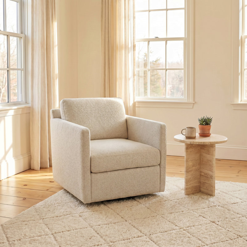 Chaise d'appoint pivotante moderne en jacquard avec base en métal noir mat, entièrement assemblée