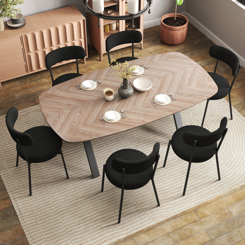 71in Pedestal Dining Set for 6-8, Black, 7
