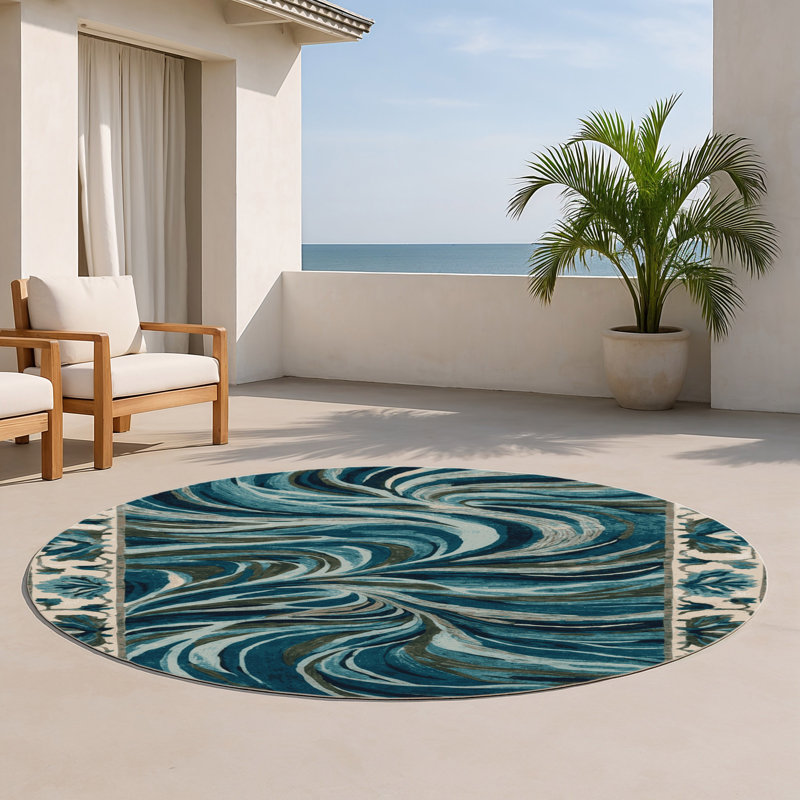 Tapis intérieur et extérieur gris Nature, Rond 5 pi