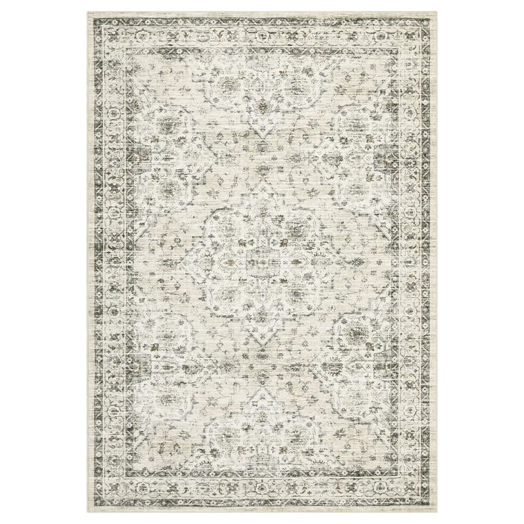 Vintage Floral Rug Washable Rug for Living Room, Retro Oriental Carpet, Soft Low Pile Non Shedding Floor Covering, Foldable Thin Non Shedding Indoor Mat for Bedrooms, Nurseries