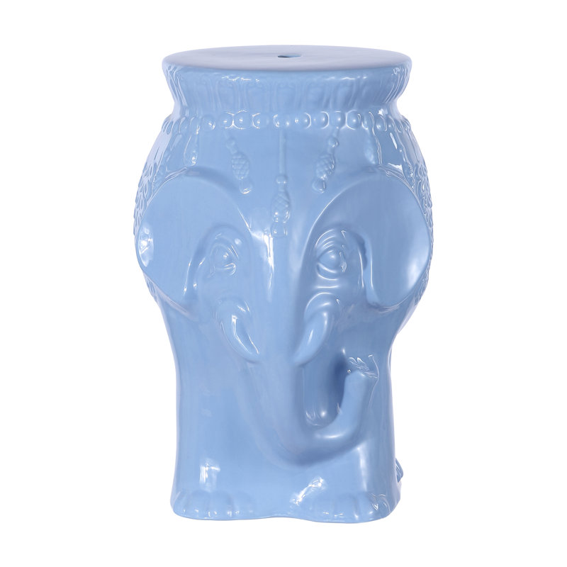 Tabouret de jardin en céramique émaillée 18,5 po Orla Global Blue, Bleu