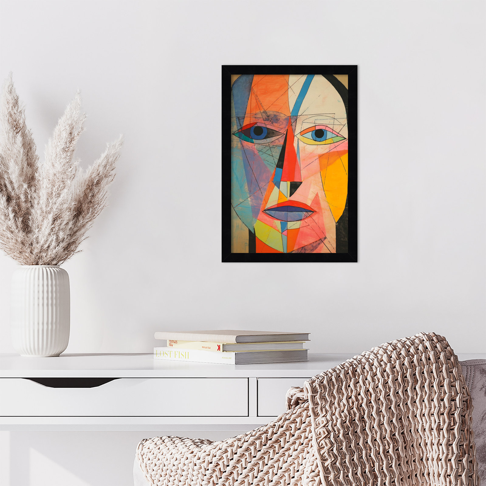 The Face Print by Treechild, 17" H x 12" W, Black