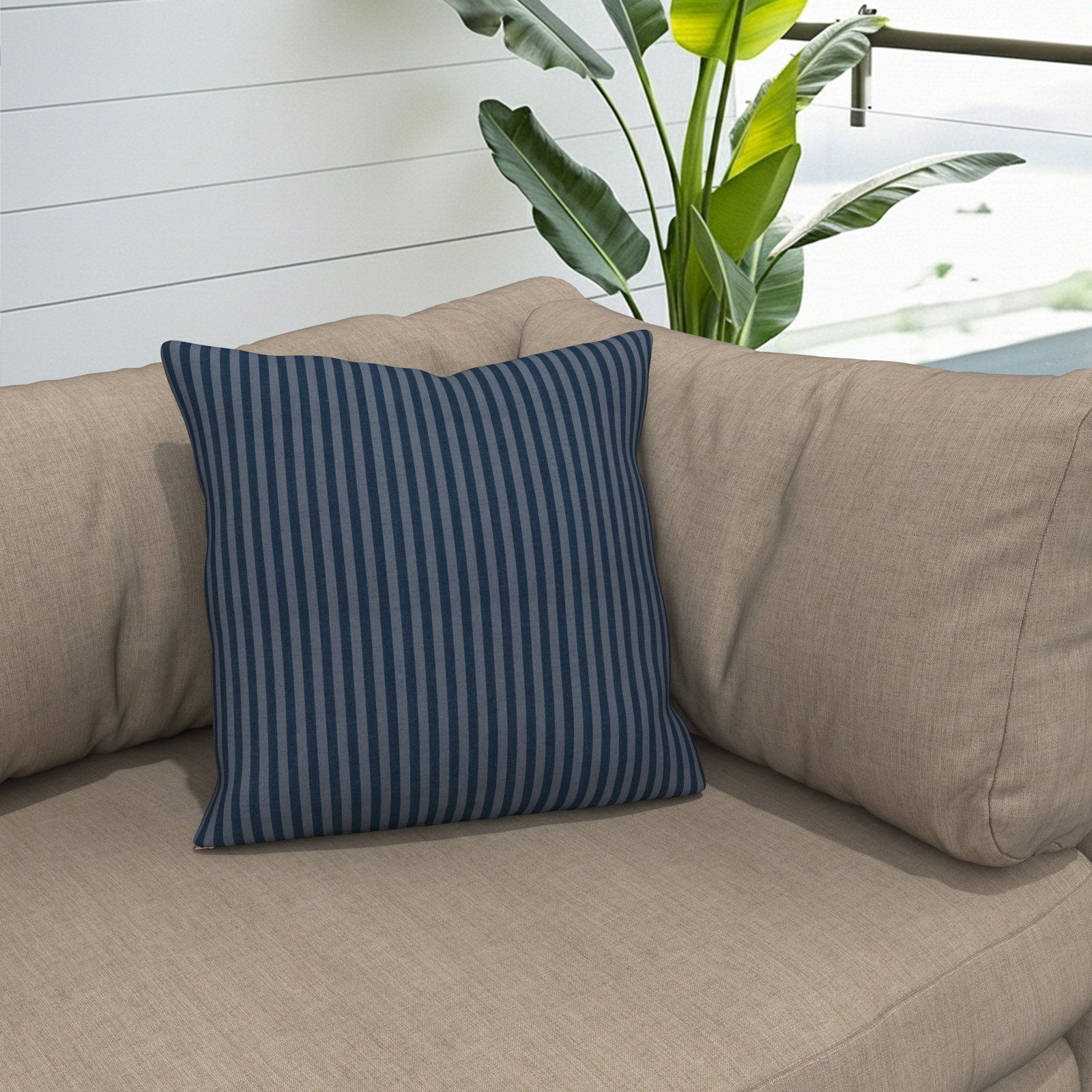 Gabi Indoor/Outdoor Throw Pillow, Sail Away Denim, 20 x 20 x 3