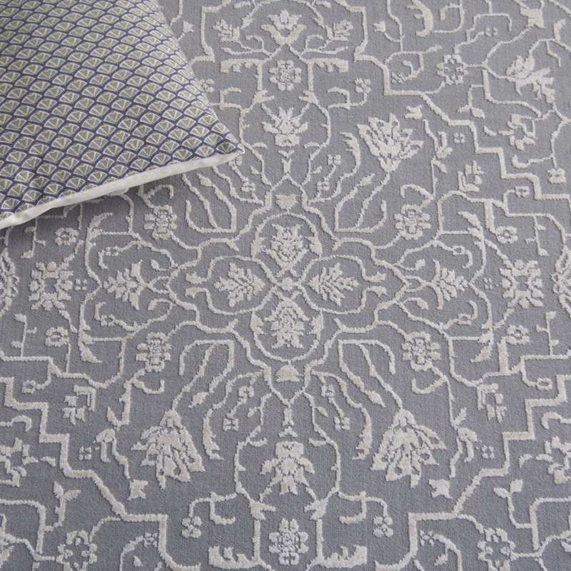 Calidia Floral Light Gray/Cream Area Rug, Runner 2'3" x 14'
