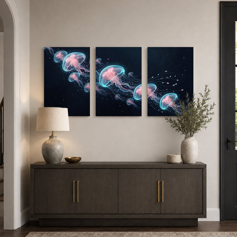 Ensemble de 3 toiles bleues et bleues, 36"H x 24"W x 3pcs