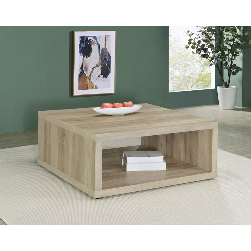 Table basse carrée en bois d'ingénierie Jerrell, Pin patiné