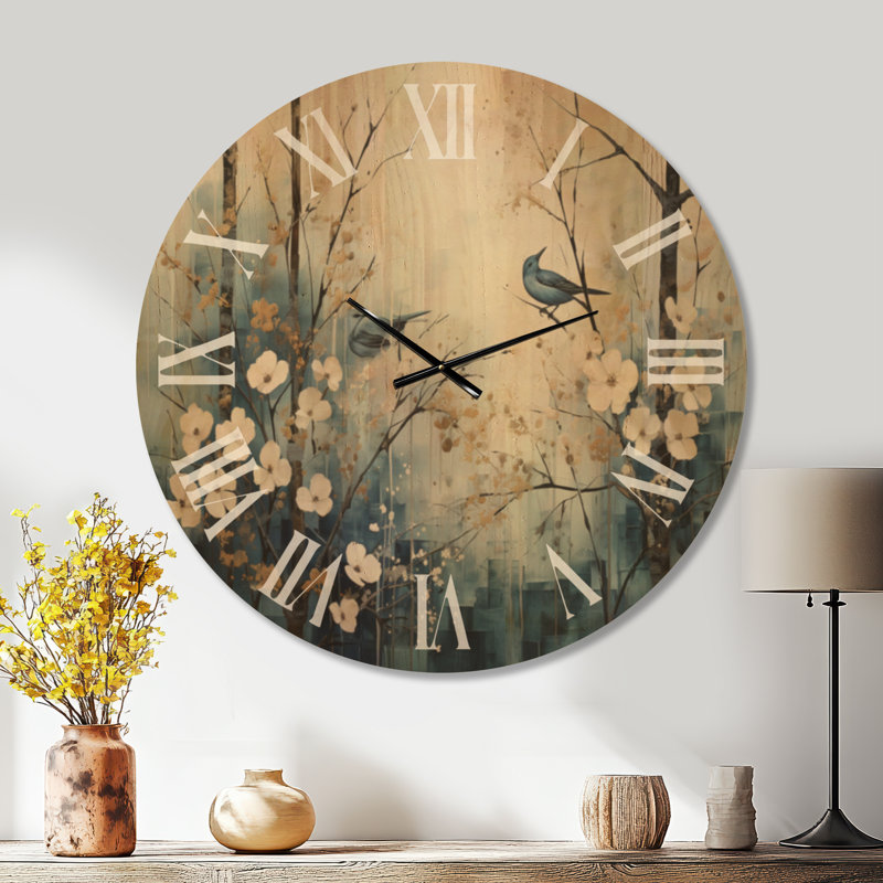 Grande horloge murale en bois imprimé Wilderness - Forest Winter Harmony I, Oversized