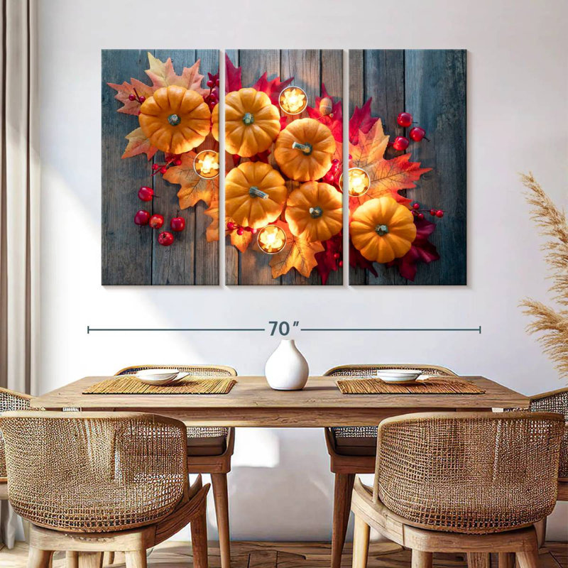 Yarlin Thanksgiving Pumpkins And Candles, 42" H x 65" W