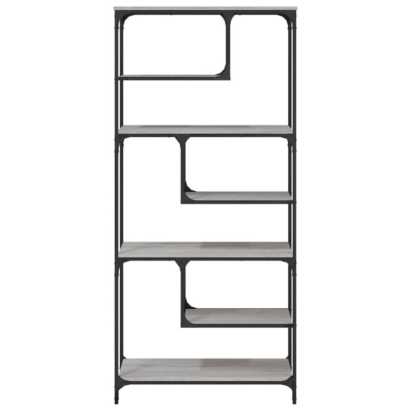 Emille 176cm H x 81cm W Steel Geometric Bookcase, Grey Sonoma