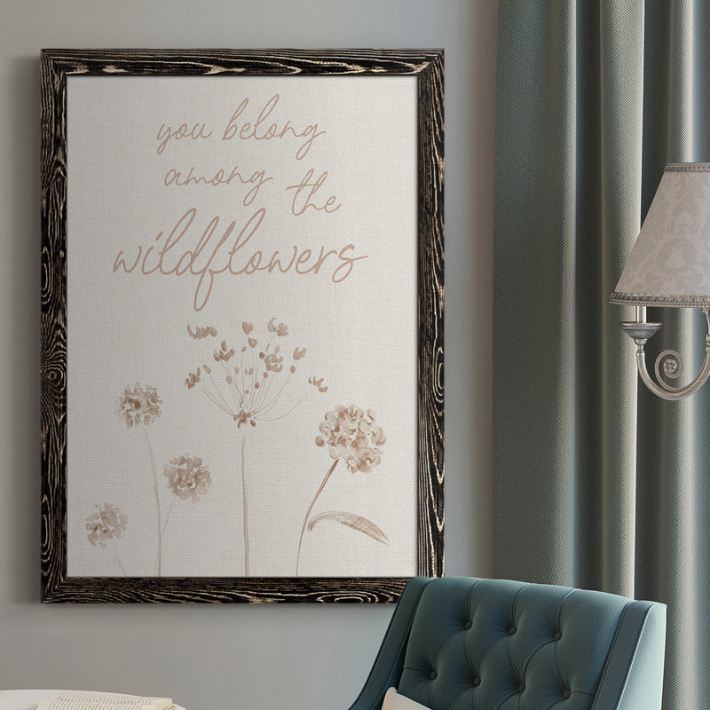 Fleurs sauvages encadrées sur toile, H 37,5 po x l 27,5 po x P 1 po, Noir