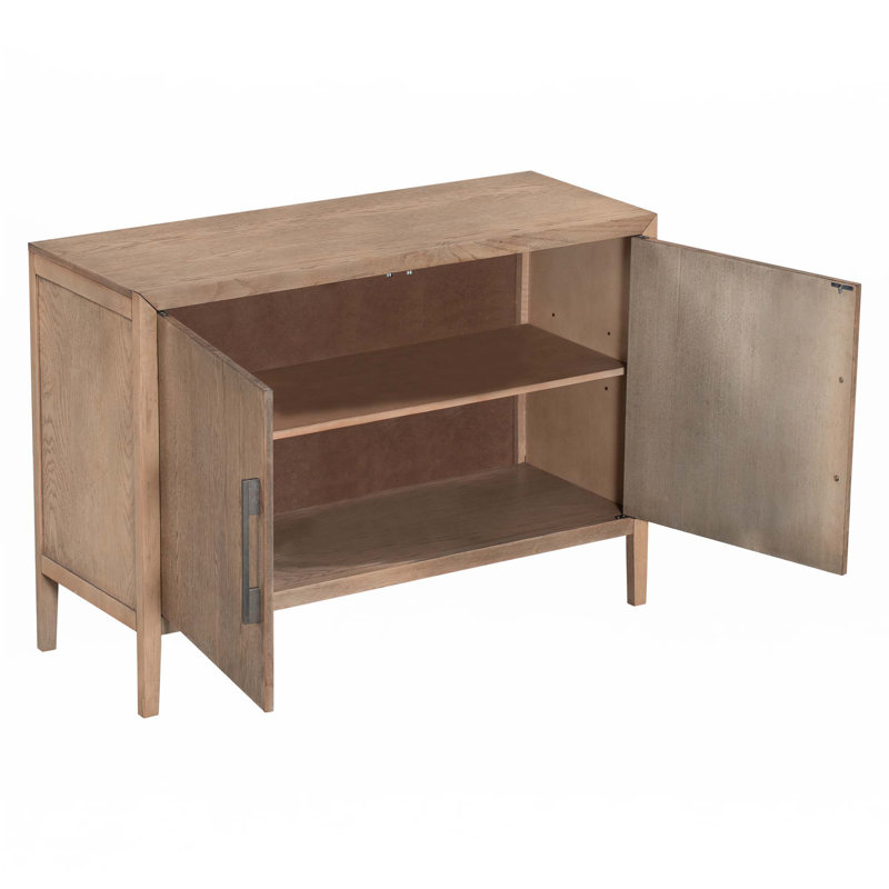 Storage Cabinet Sideboard Wooden Cabinet With 2 Metal Handles And 2 Doors For Hallway, Entryway, Living Room, Bedroom, Beige