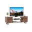 Meuble télé 55 po en brun rustique, avec matériaux et console de rangement pour téléviseur, intérieur spacieux en verre trempé brun