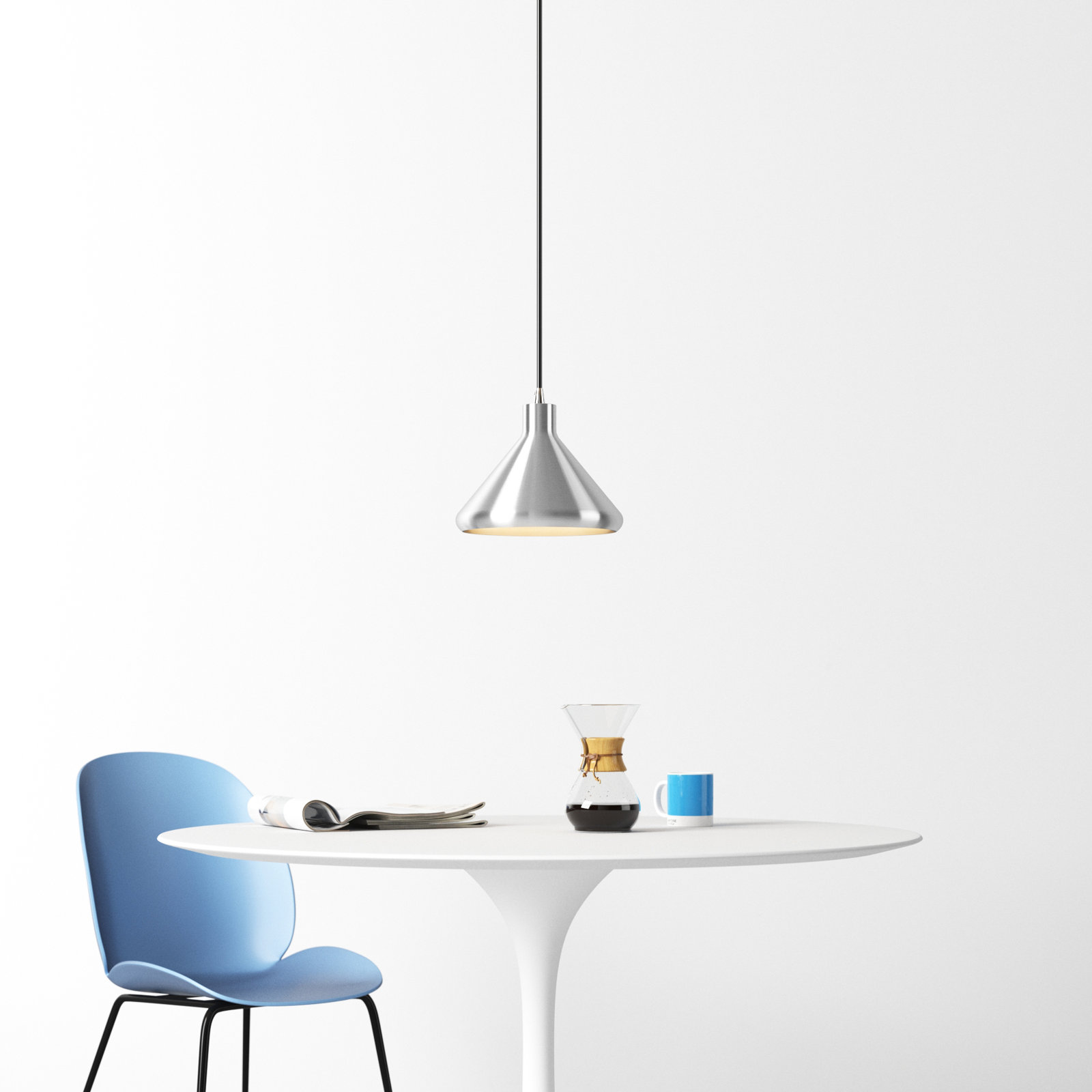 Schultz Dimmable Dome Single Light Pendant, Brushed Aluminum, 13" H x 10.5" W x 10.5" D