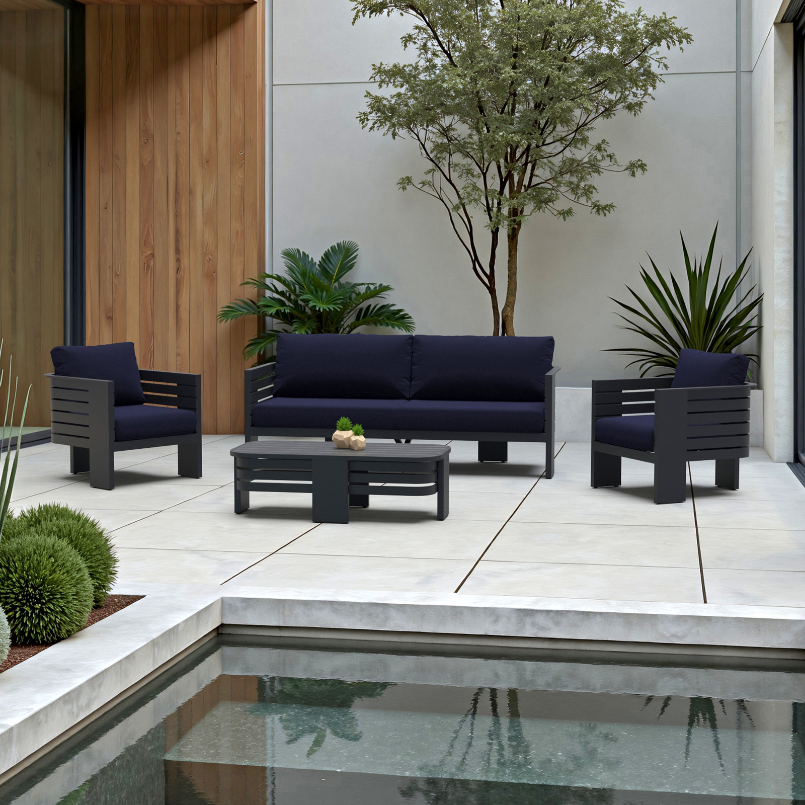 Ari 5-Person Sunbrella® Patio Seating Group, Navy Blue