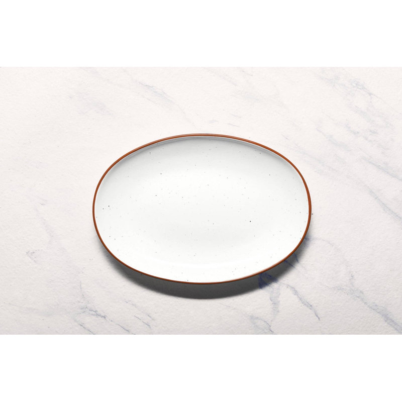 Assiette ovale en porcelaine de qualité supérieure Terra Arena | Plateau ovale à coupe vitale | Va au micro-ondes et au lave-vaisselle