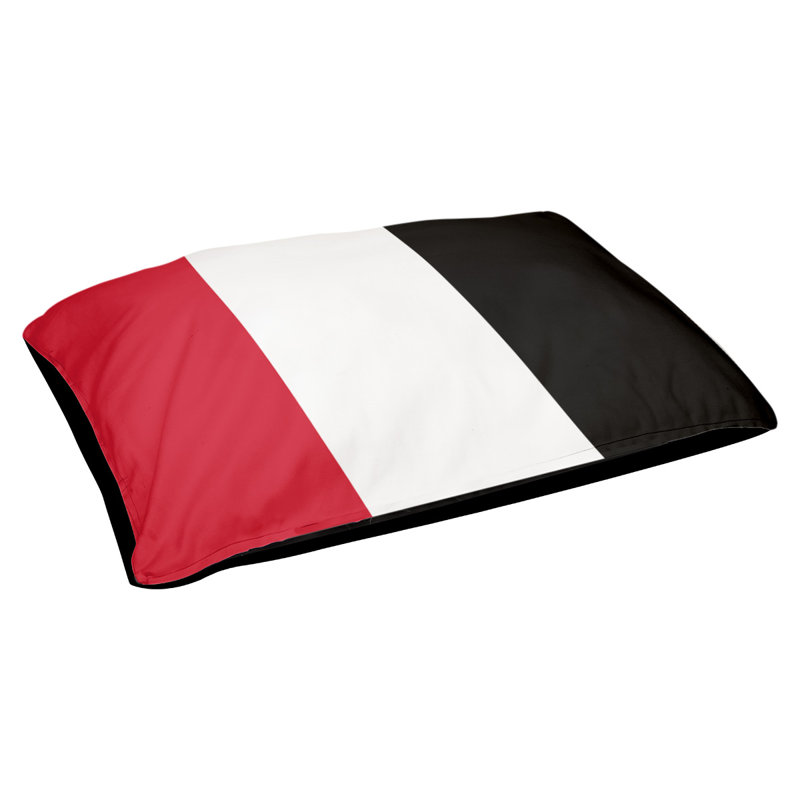 Coussin pour chien hockey Minnesota, Petit (l 28 po x P 18 po x H 9,5 po), Rouge / blanc / noir