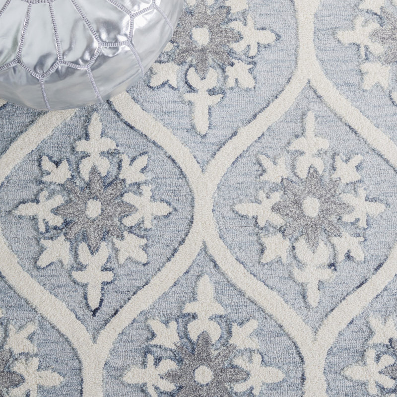 Griswalda Metro Hand Tufted Wool And Cotton With Latex Floral Rug, Round 6'