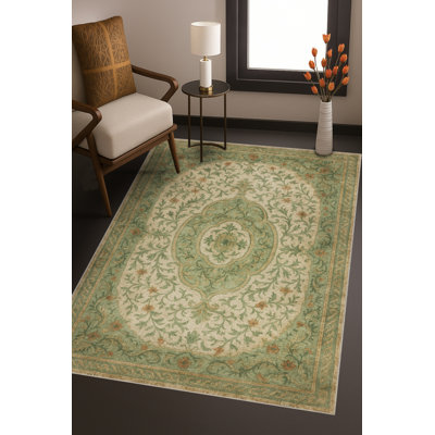 Tapis bleu tissé lavable rétro Mosso