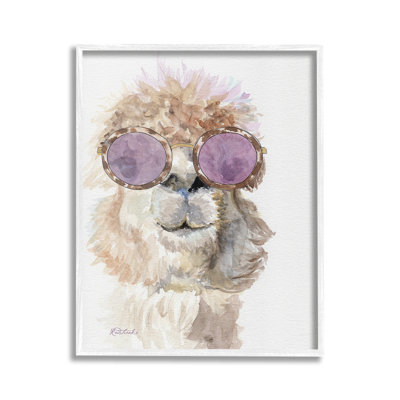Fashionable Alpaca Portrait Framed Giclee Art by Jennifer Redstreake
