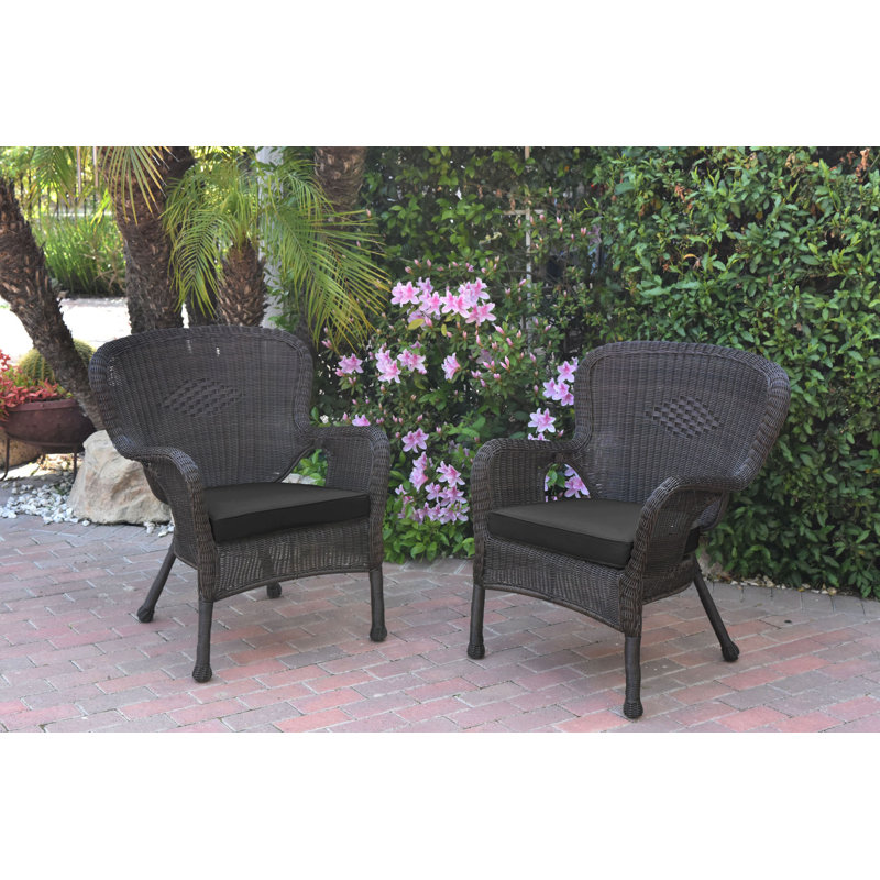 Chaise de patio avec coussins Batchelder, Noir, Espresso
