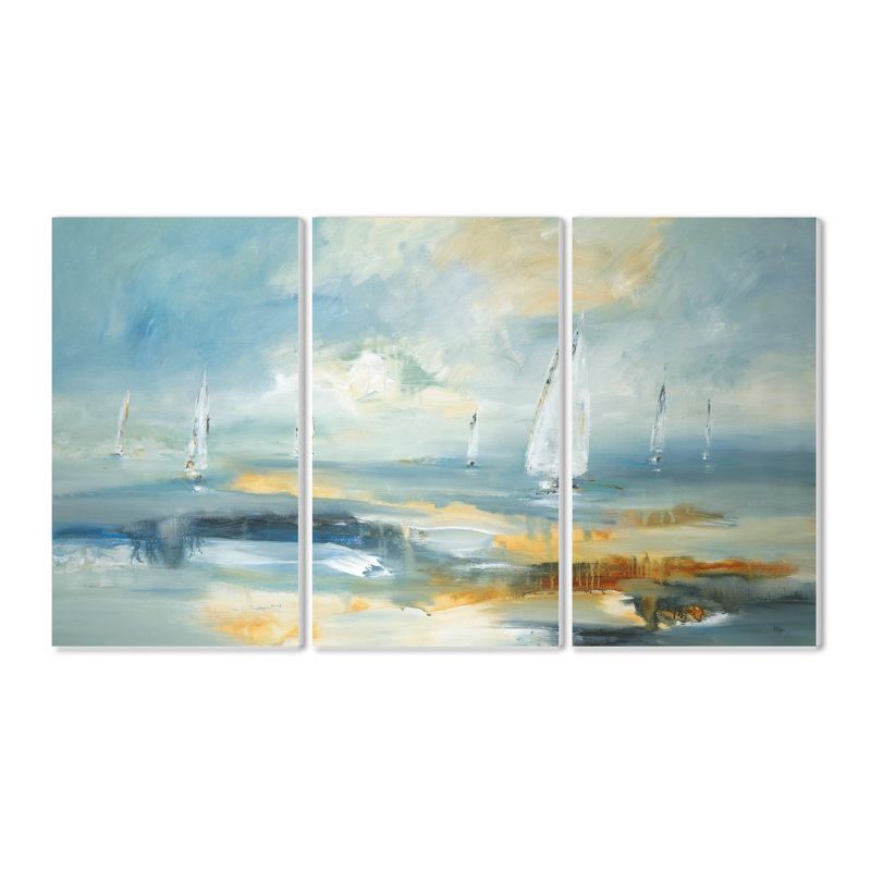 « voiliers on the sea triptyque », reproduction d’art sur bois à multiples images