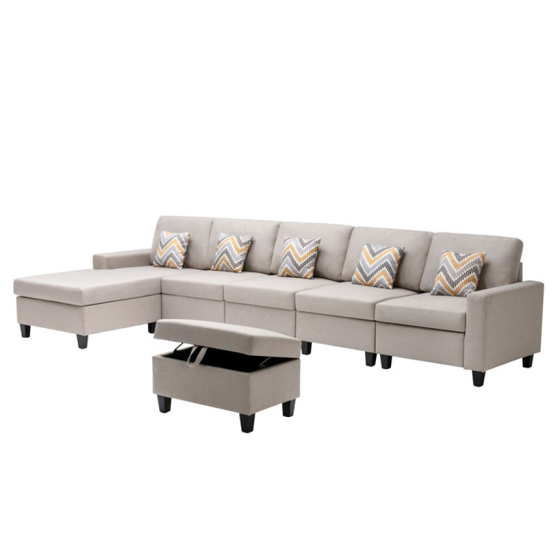 Canapé modulaire réversible en tissu de lin 152 po 6 pièces Modern