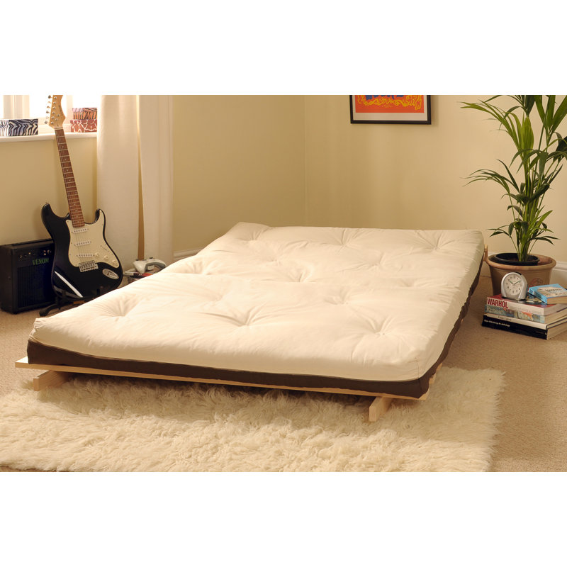 Arlete Upholstered Futon And Mattress, 76cm H x 135cm W x 78cm D, Cream/Chocolate